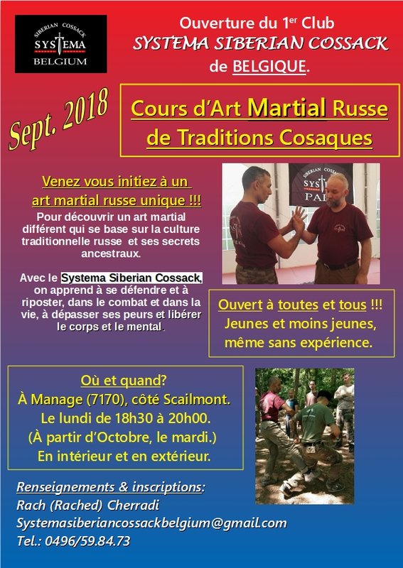 Cours d'art martial Russe de traditions cosaques <i>« SYSTEMA Siberian Cossack »</i>.